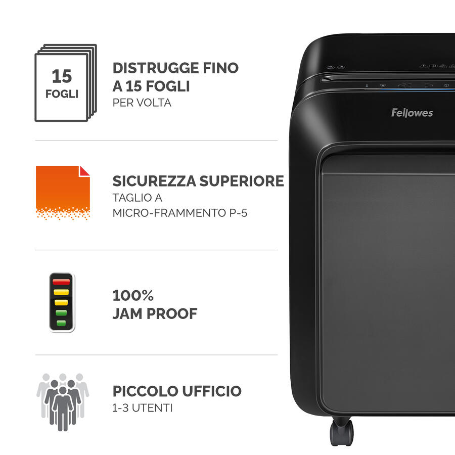 Distruggidocumenti a microframmenti LX-211 nero Fellowes