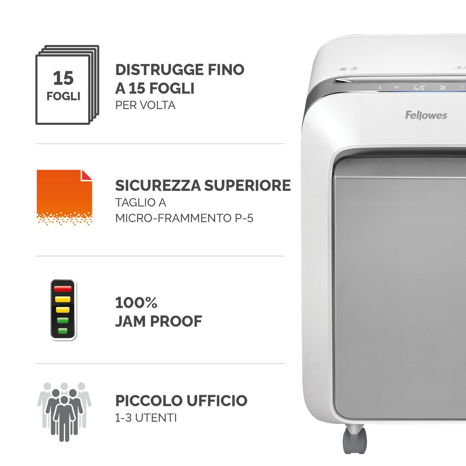 Distruggidocumenti a microframmenti LX-211 bianco Fellowes