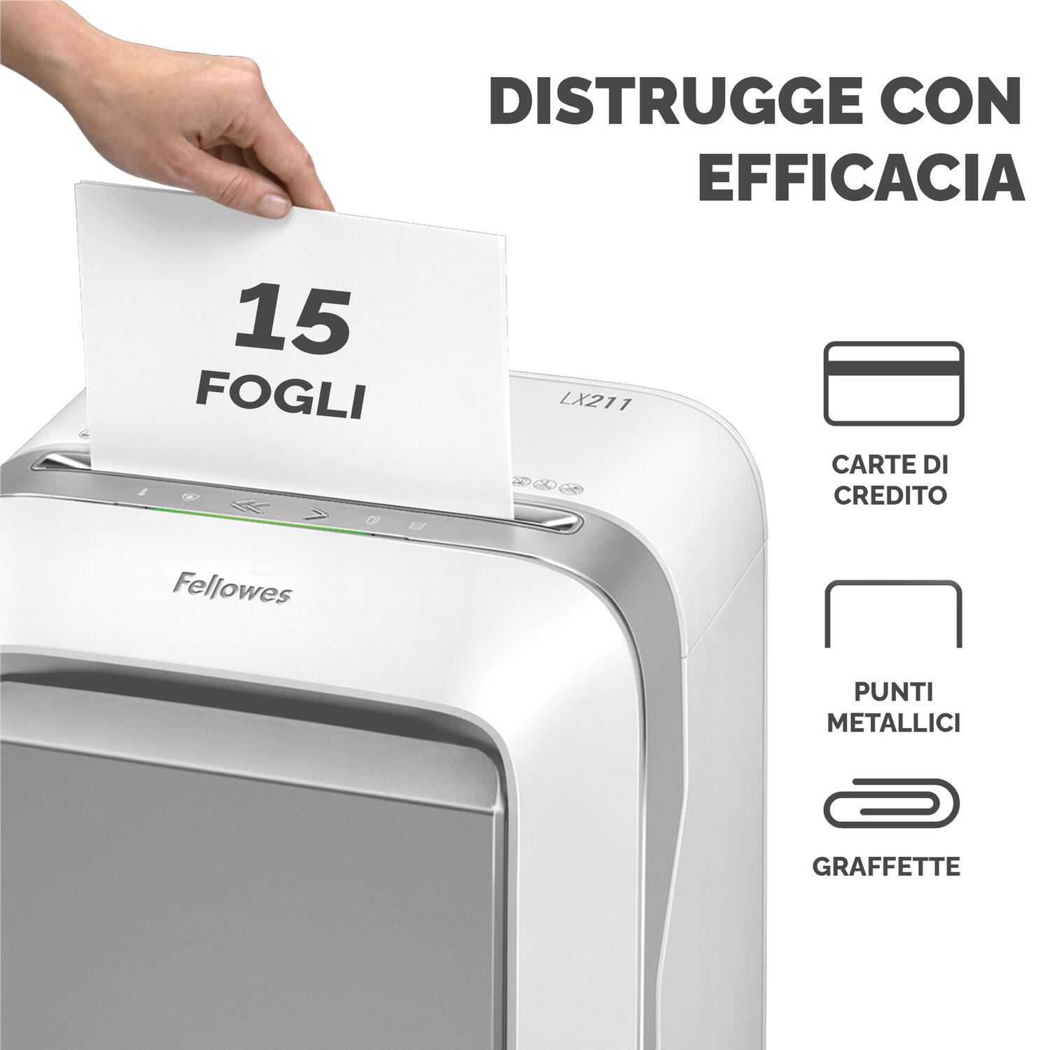 Distruggidocumenti a microframmenti LX-211 bianco Fellowes