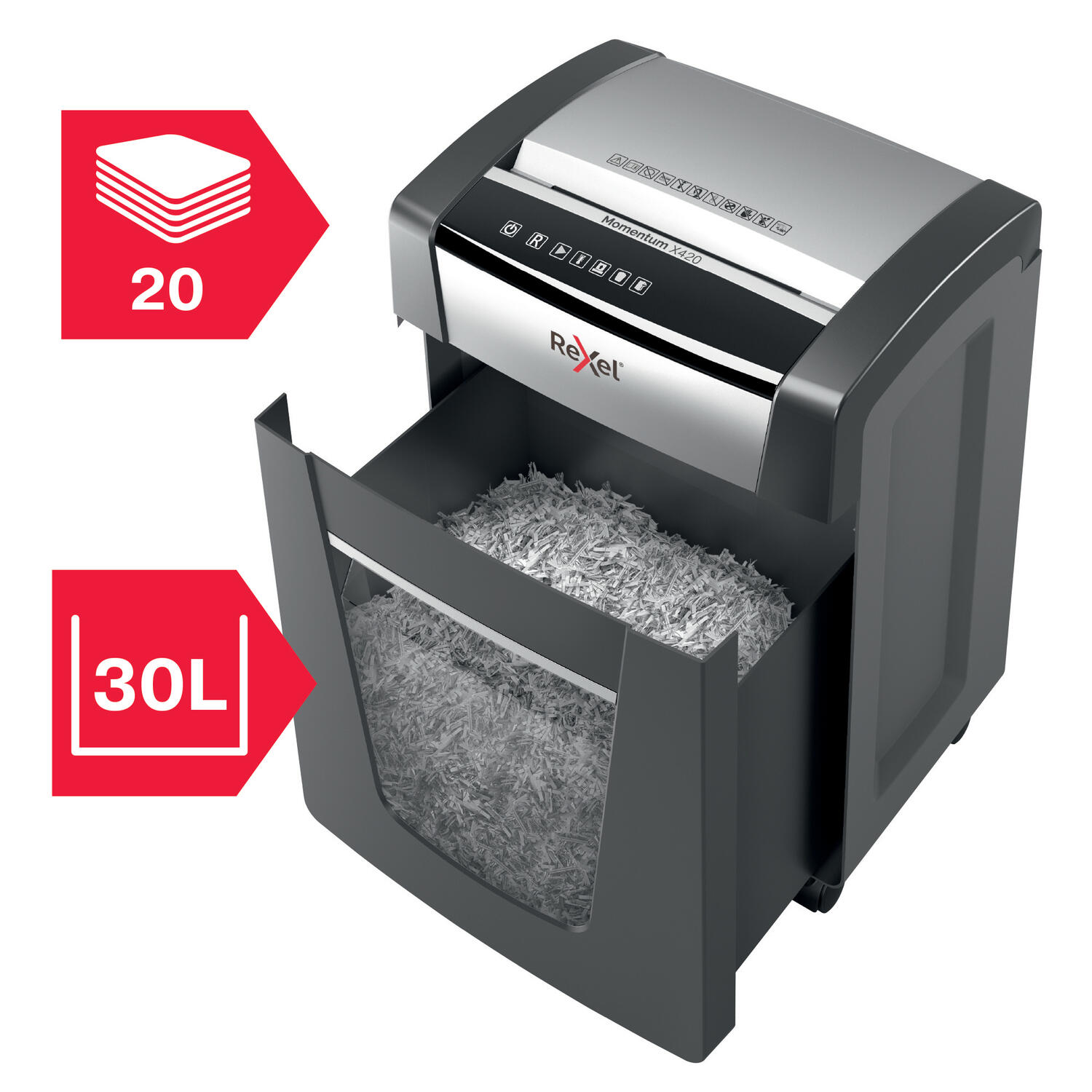 Distruggidocumenti a frammenti Momentum X420 Rexel