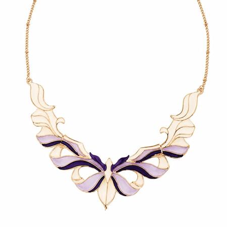 AlexArte Collana Girocollo "Wonderland" — placcatura oro rosa, smalto pastello lilla, collezione Alice