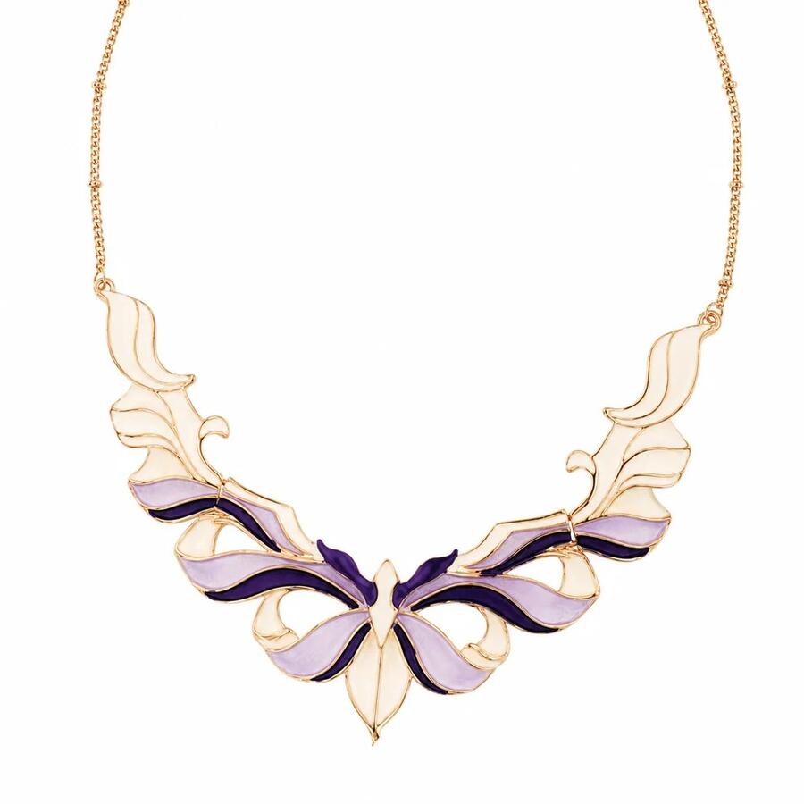 AlexArte Collana Girocollo "Wonderland" — placcatura oro rosa, smalto pastello lilla, collezione Alice