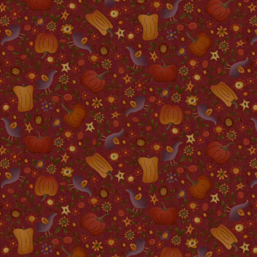 3632-89  tessuto americano Bountiful Blessings dark red taglio 25x110 cm   