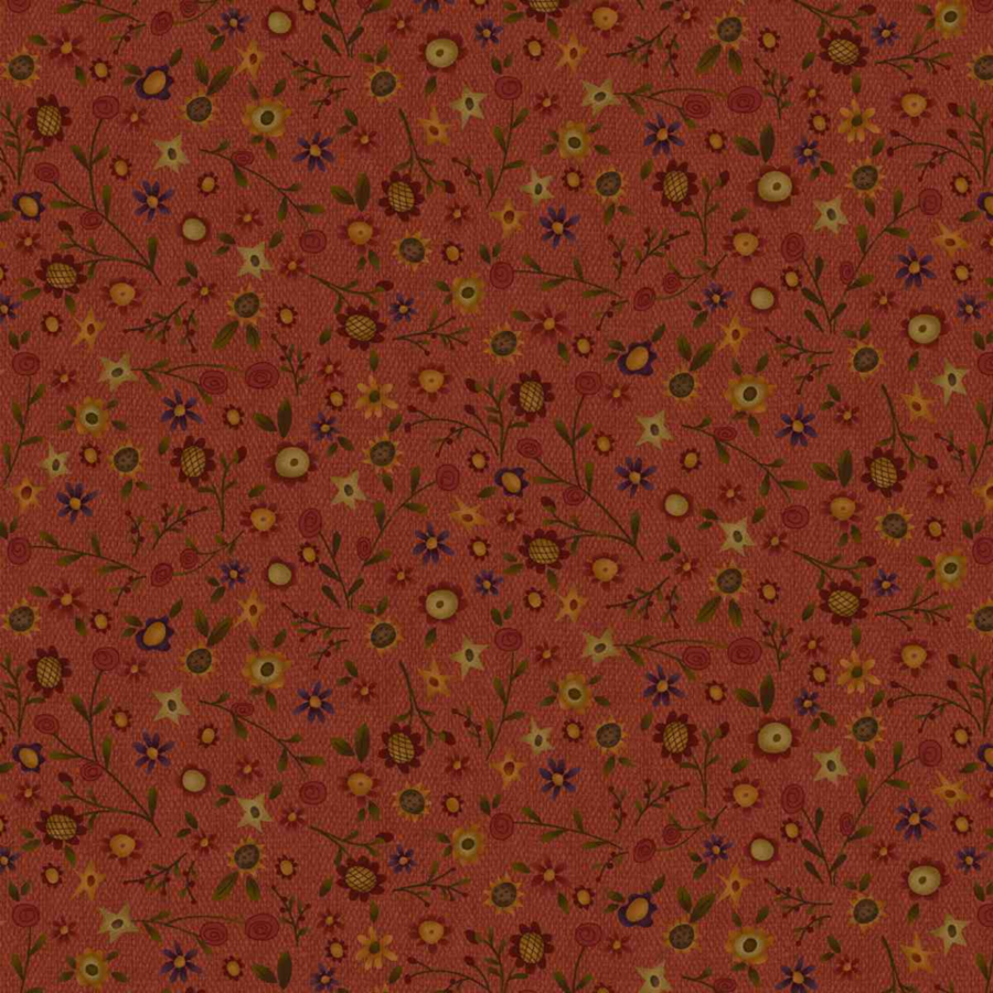 3634-89 tessuto americano Bountiful Blessings red taglio 25x110 cm 