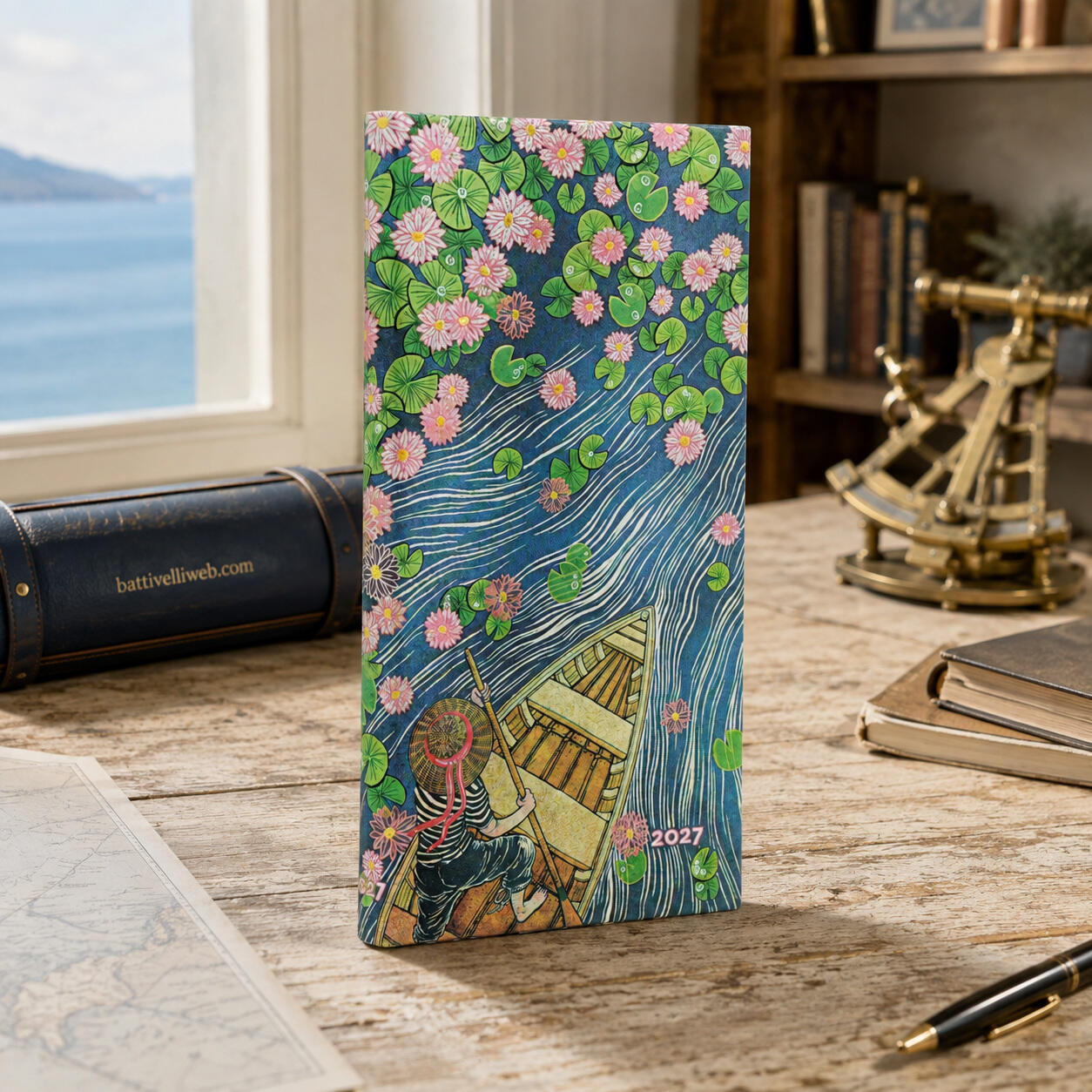 Agenda Settimanale 2027 "Fiume di Fiori di Loto" Slim – 9,5 × 18 cm PAPERBLANKS