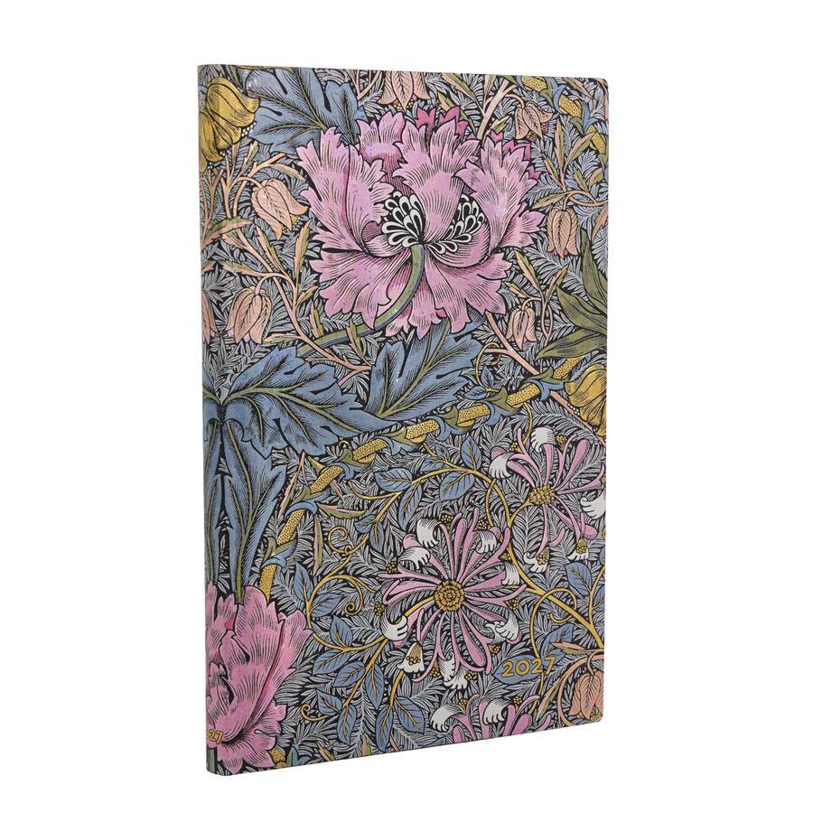 Agenda Giornaliera 2027 "Morris Caprifoglio Rosa" Mini – 9,5 × 14 cm PAPERBLANKS