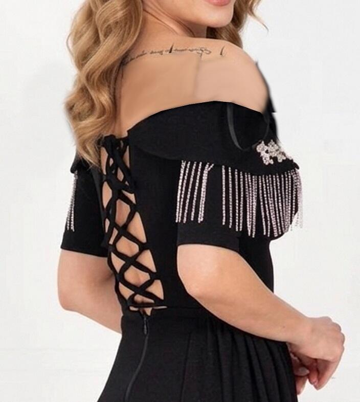 0982 Dress with slit and side panel with open sweetheart neckline