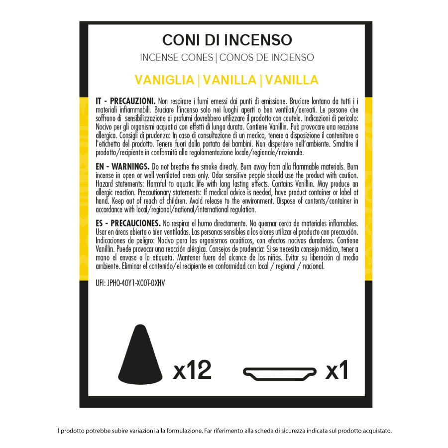 IRGE CONO INCENSO 12 PEZZI VANIGLIA