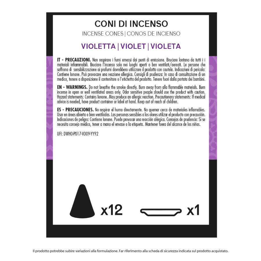 IRGE CONO INCENSO 12 PEZZI VIOLETTA