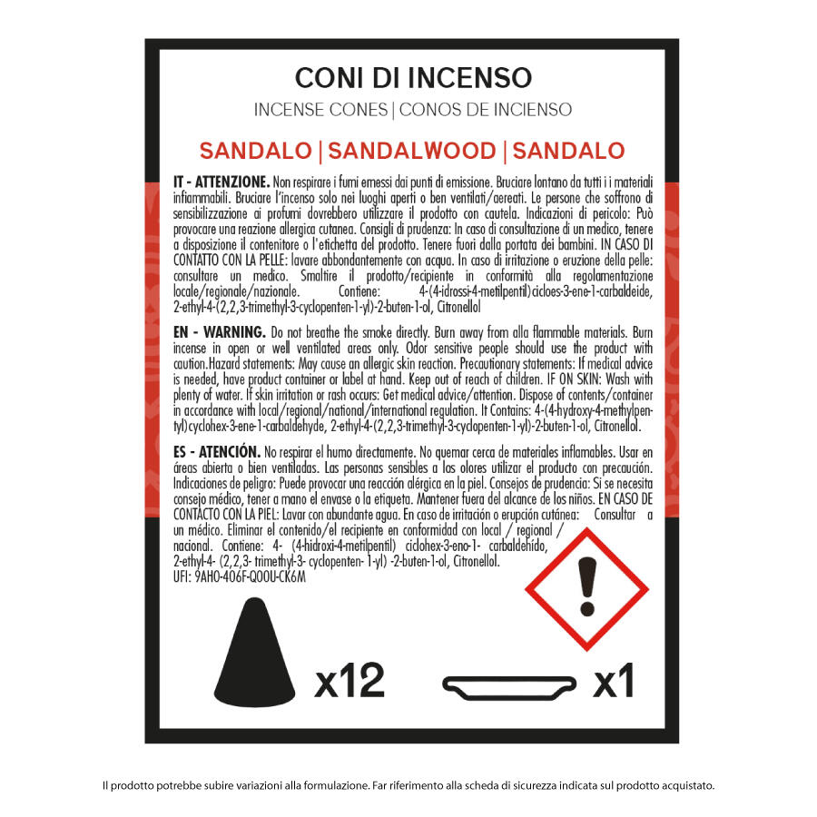 IRGE CONO INCENSO 12 PEZZI SANDALO
