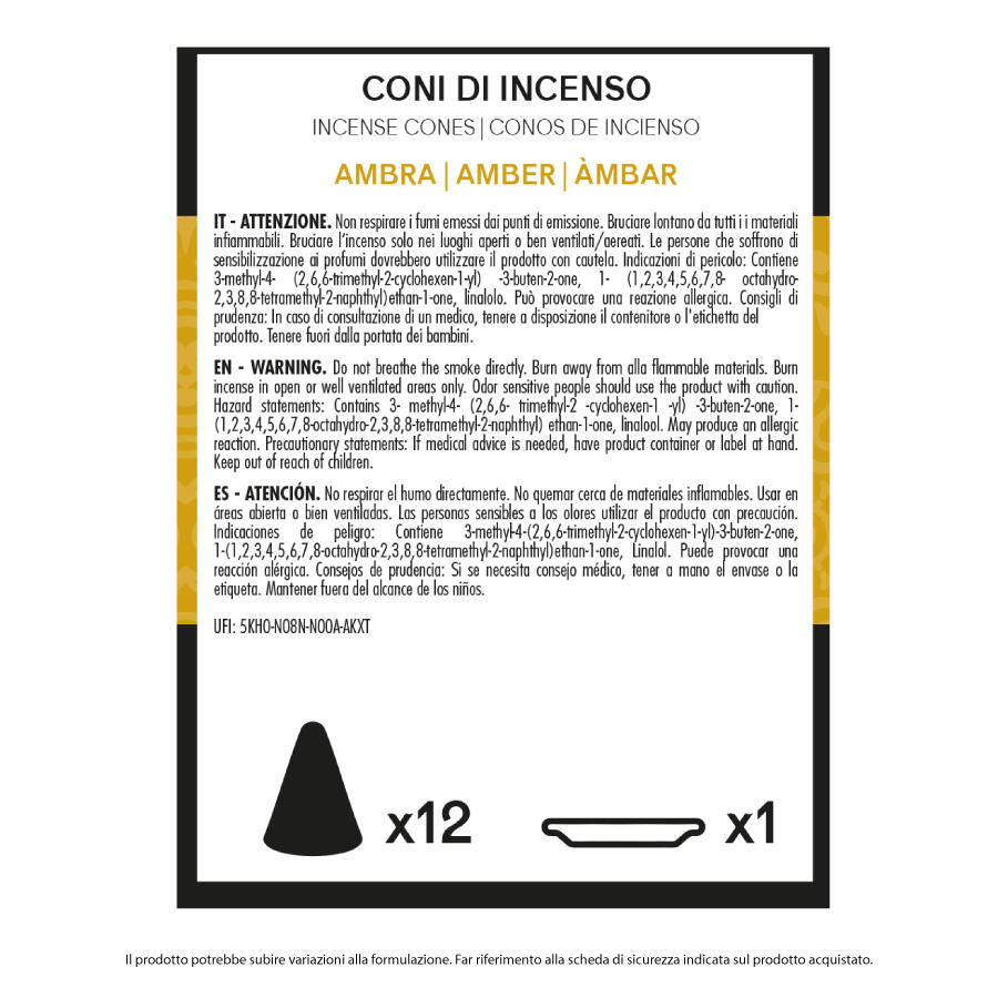 IRGE CONO INCENSO 12 PEZZI AMBER 