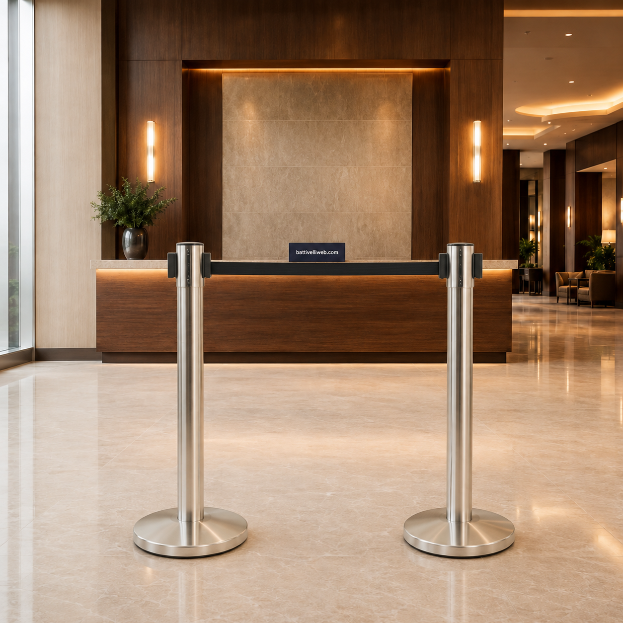 Colonnina Linea BUDGET Segna Percorso con Nastro Retrattile SECURIT - conf. 2 pz