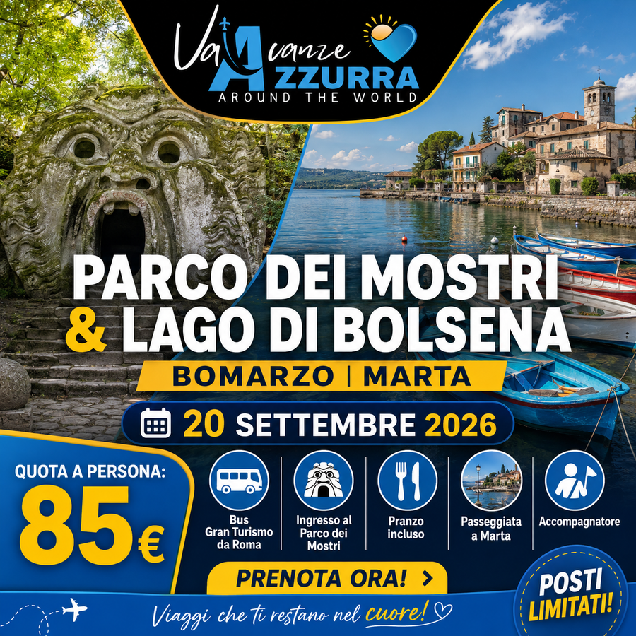 20 SETTEMBRE 2026 TOUR 1 GIORNO BOMARZO E MARTA
