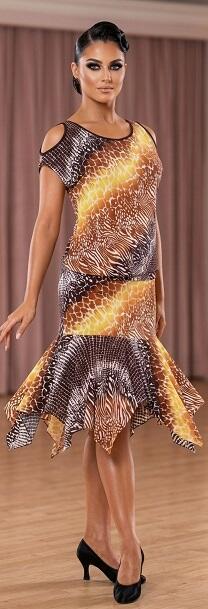 Animal print blouse dress with pointed ends 4-0168