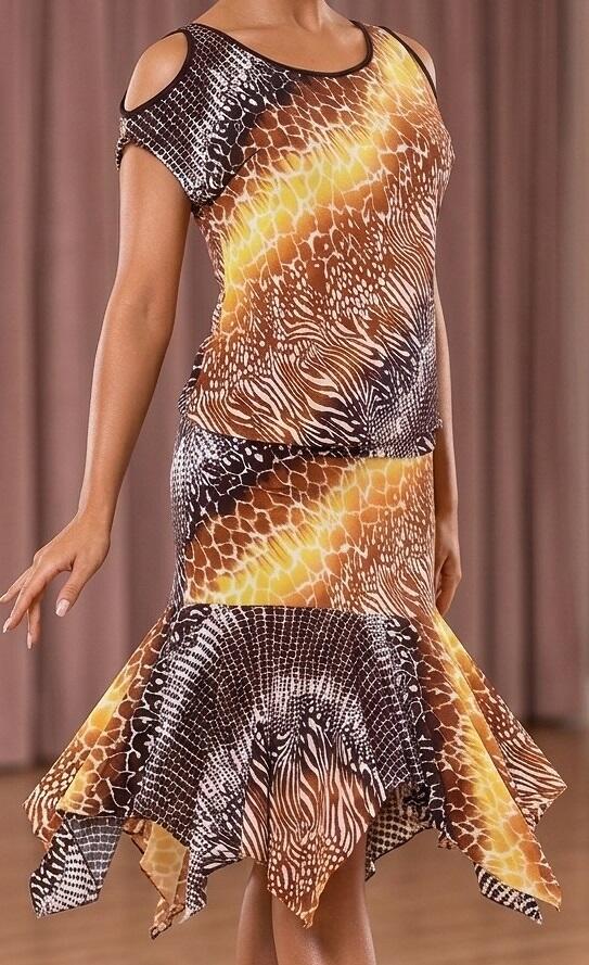 Animal print blouse dress with pointed ends 4-0168