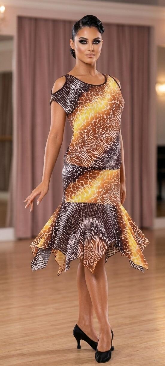 Animal print blouse dress with pointed ends 4-0168