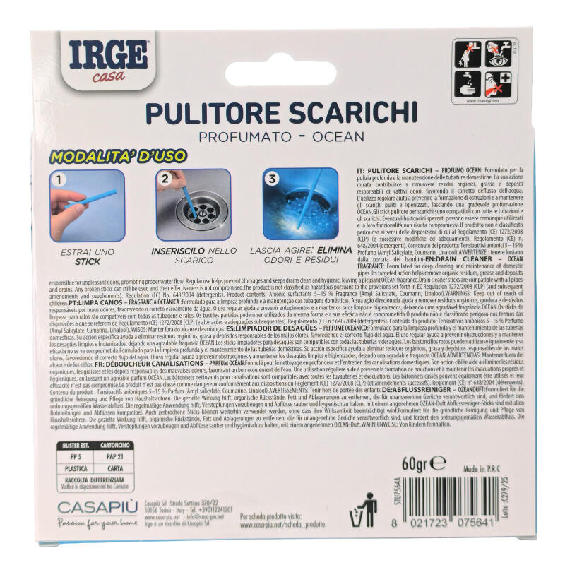 IRGE PULITORE SCARICHI 12 PEZZI LIMONE/OCEAN