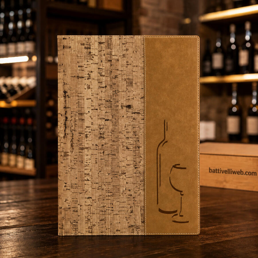 Carta dei Vini A4 DESIGN in Sughero con Inserto Doppio SECURIT