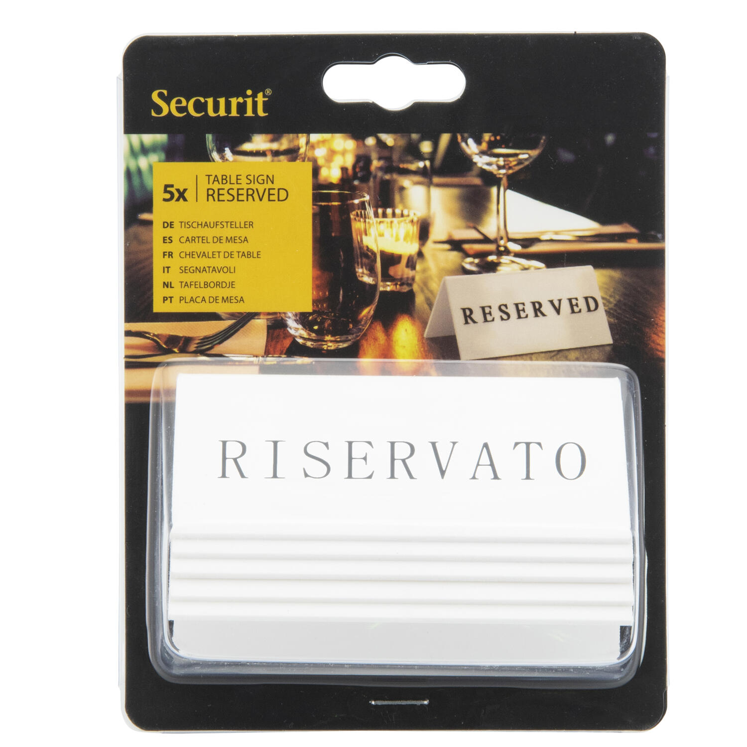 Targhetta "RISERVATO" per Tavoli Ristorante SECURIT - conf. 5 pz