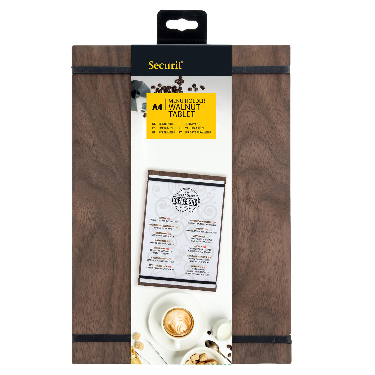 Porta Menù A4 TABLET in Legno SECURIT