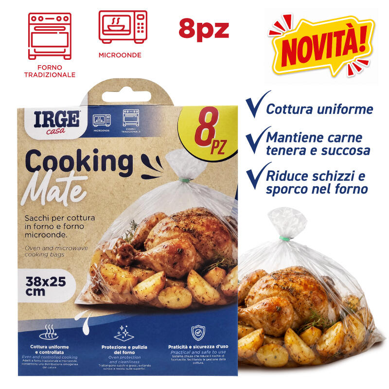 IRGE SACCO FORNO 38X25 CM 8 BUSTE + 8 CLIPS 