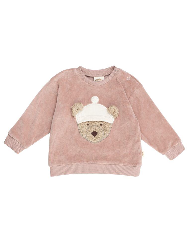 Maglione in velluto di cotone biologico con teddy ricamato – GOTS
