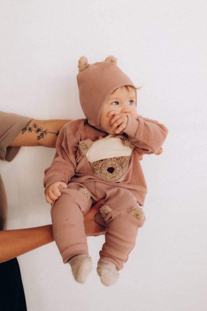 Leggings in doppia costina con orecchie di peluche – Rosewood (GOTS)