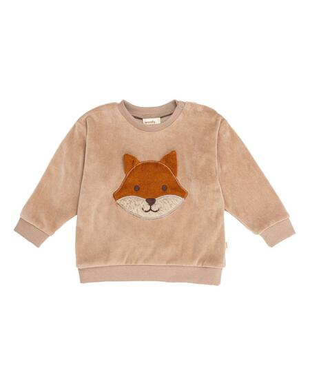 Maglione in velluto di cotone biologico con volpe ricamata (Baby)
