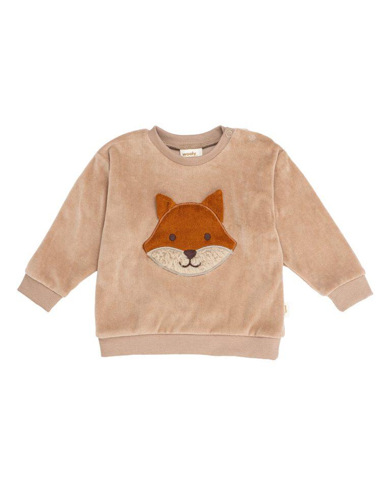Maglione in velluto di cotone biologico con volpe ricamata (Baby)