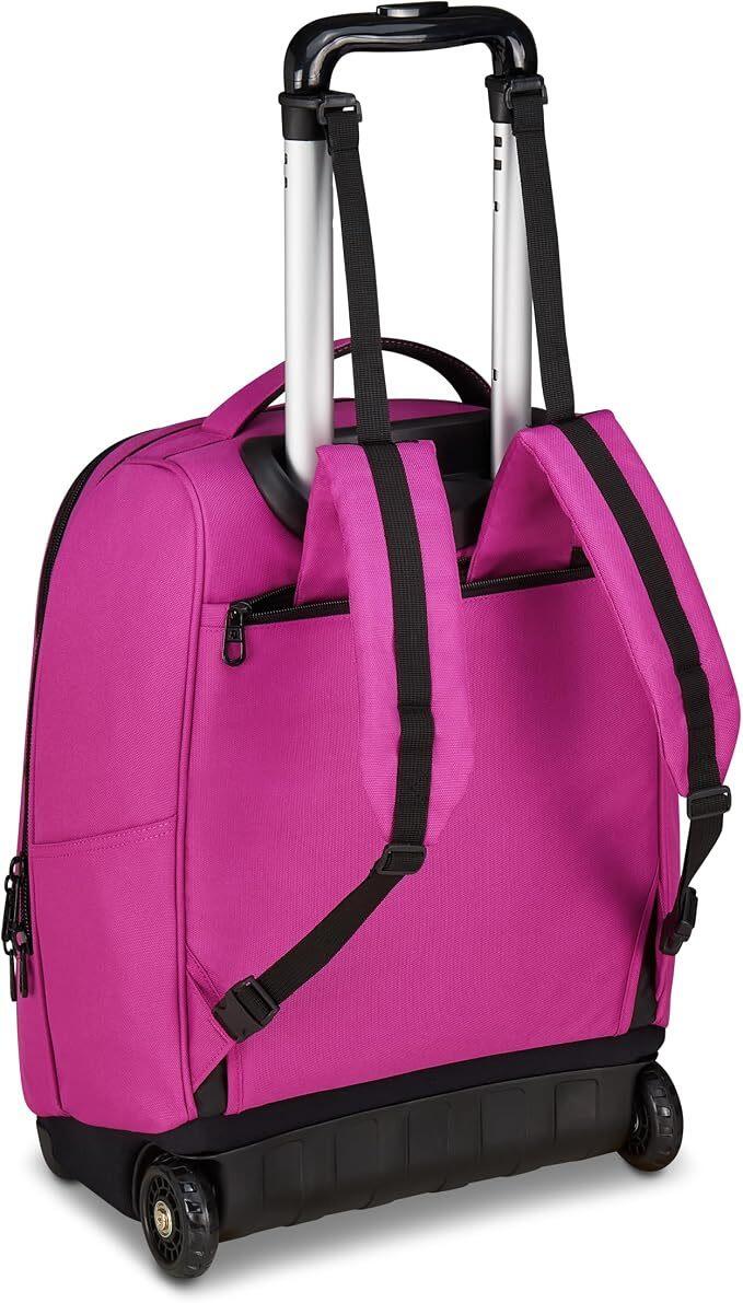 Invicta Trolley Scuola Fisso New Benin Solid, Fucsia, 2 in 1, Doppio Uso, Trolley e Zaino, Zaino Scuola Viaggio, Ragazzo e Ragazza