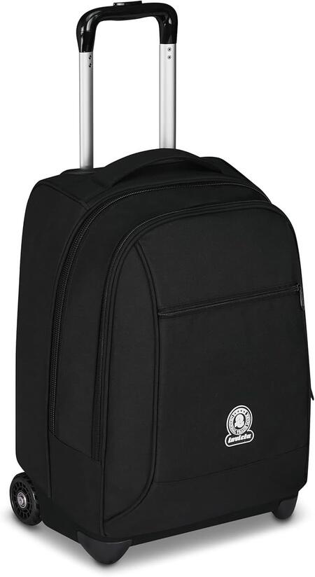 Invicta Trolley Scuola Fisso New Benin Solid, Nero, 2 in 1, Doppio Uso, Trolley e Zaino, Zaino Scuola Viaggio, Ragazzo e Ragazza