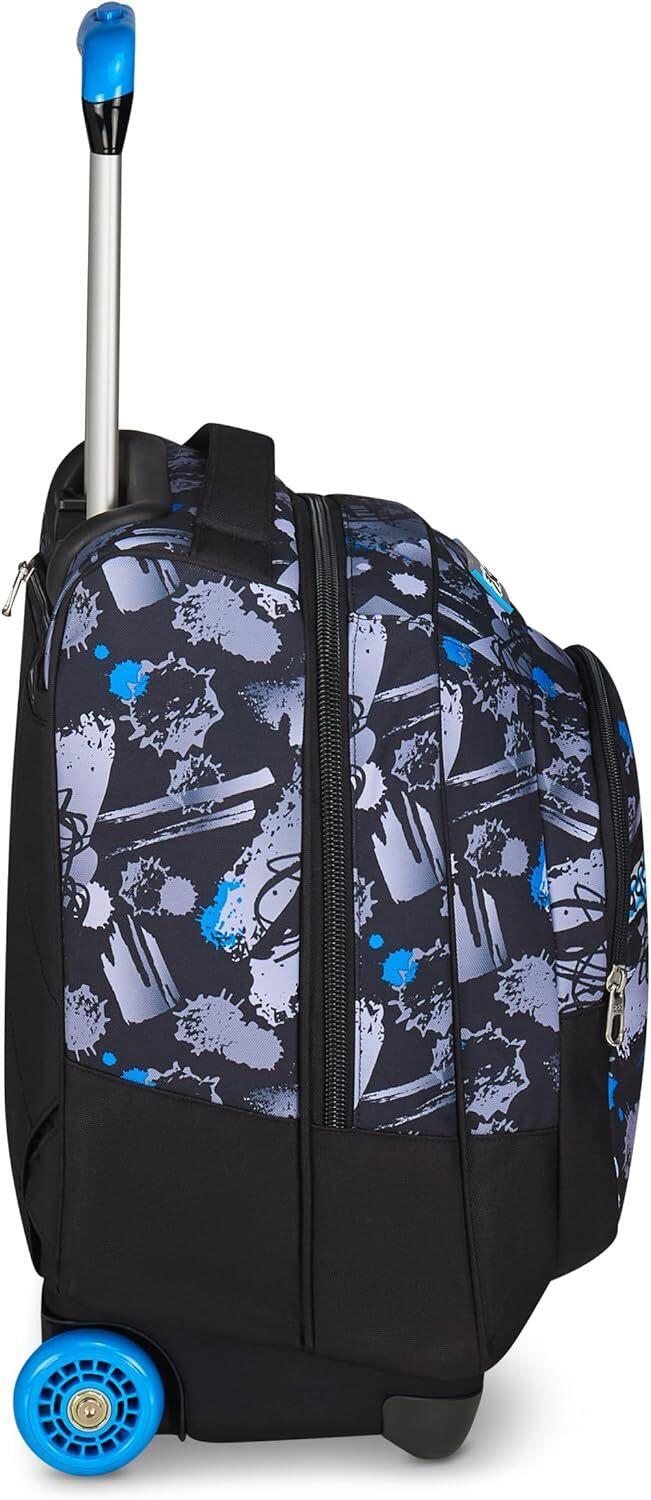 Seven Zaino Trolley, Scuola Elementare, Doppio Uso, Doppio Scomparto, Spallacci a Scomparsa, Bambino, Hue & Writes, nero/blu
