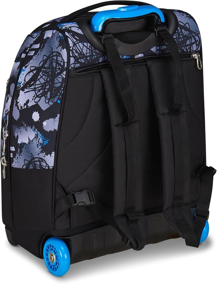 Seven Zaino Trolley, Scuola Elementare, Doppio Uso, Doppio Scomparto, Spallacci a Scomparsa, Bambino, Hue & Writes, nero/blu