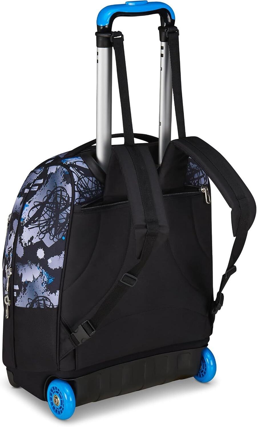 Seven Zaino Trolley, Scuola Elementare, Doppio Uso, Doppio Scomparto, Spallacci a Scomparsa, Bambino, Hue & Writes, nero/blu
