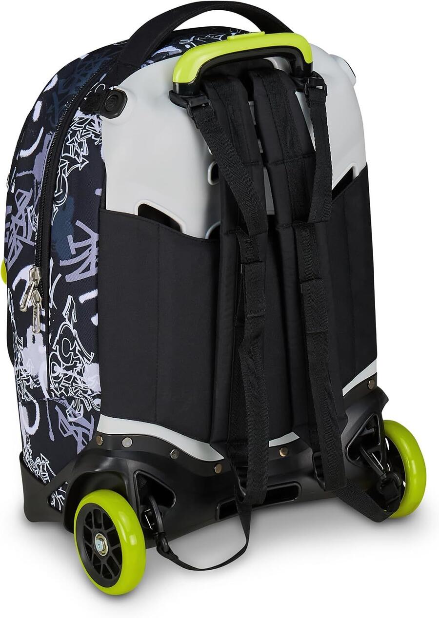 Seven Zaino Trolley Scuola Elementare Bambino, Zaino Sganciabile, Triplo Uso, New Tech, grigio/giallo
