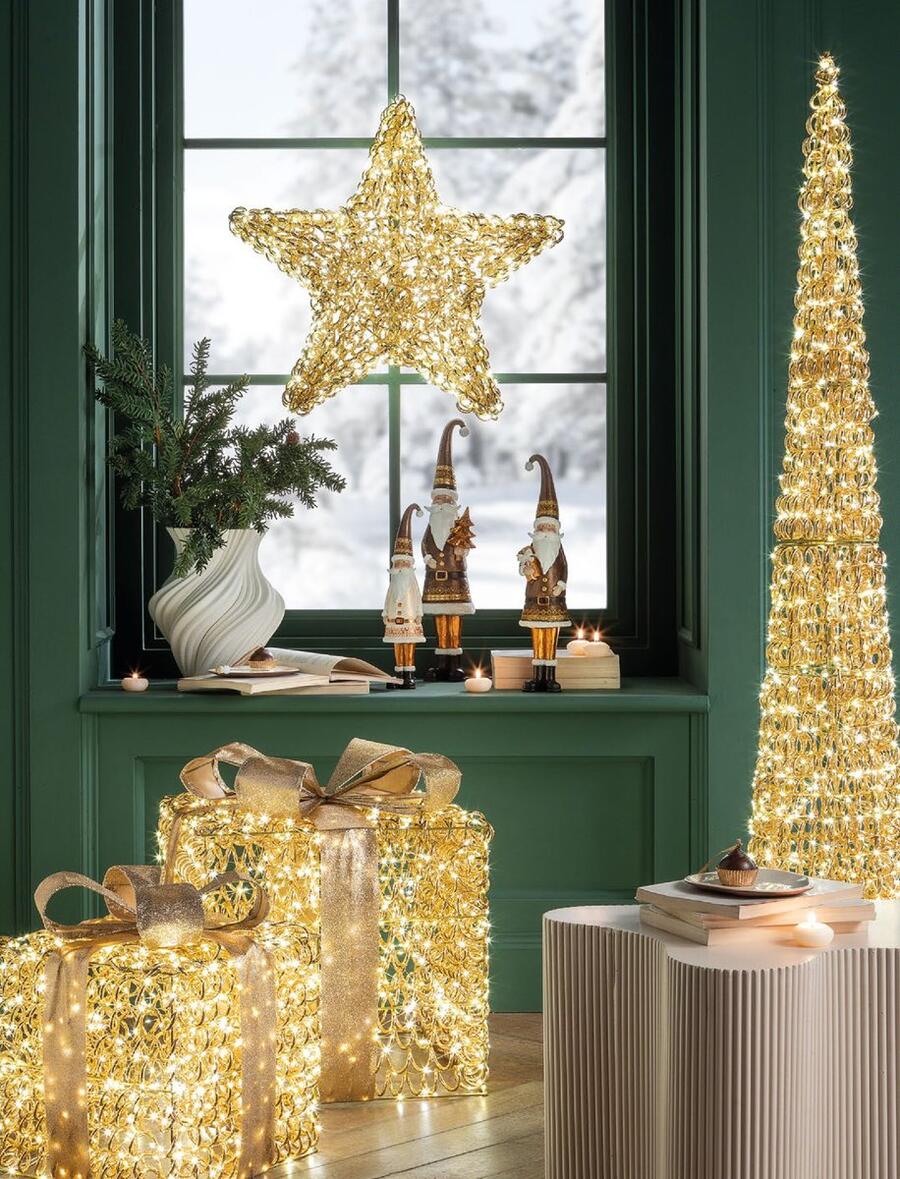 L'Oca Nera Stella Natalizia Luminosa "Luci in Festa" — 720 LED, 58x58 cm, oro