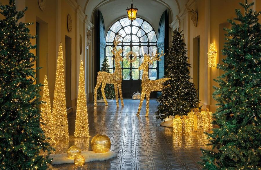 L'Oca Nera Albero Conico Luminoso "Sinfonia d'Oro" — 720 LED, Ø30x120h cm, oro