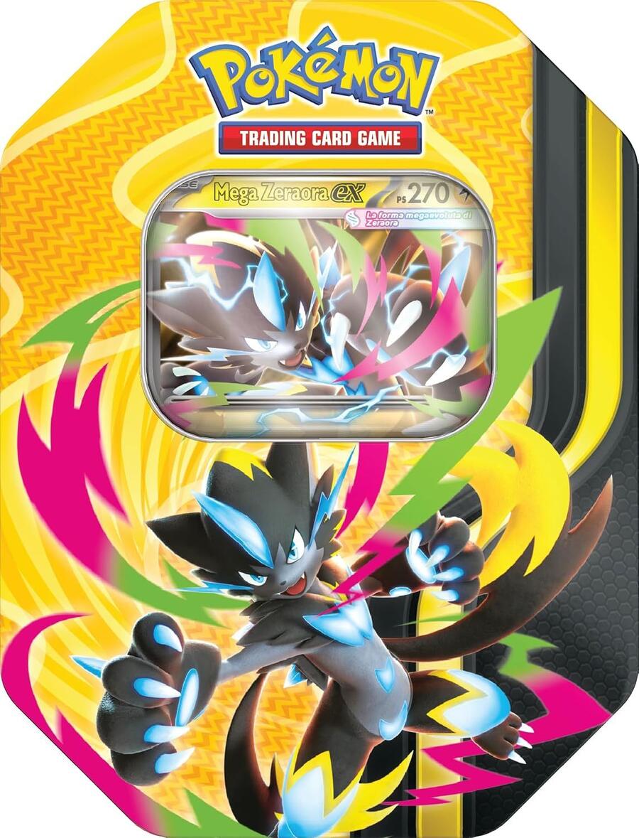 Pokémon: scatola da collezione Megaforze - Mega Zeraora-ex del GCC Pokémon (4 buste di espansione e 1 carta promozionale olografica), Edizione in Italiano
