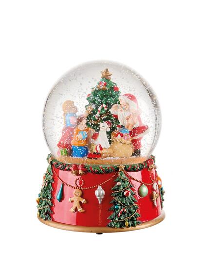 L'Oca Nera Boule de Neige Natalizia con Musica e LED — "Liete Sinfonie", Ø16x20h cm
