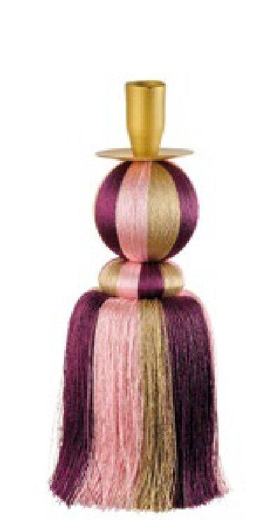 L'Oca Nera Candelabro "Stripes & Gold" — decorazione da appoggio in poliestere, 2 colori e 2 altezze