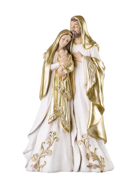 L'Oca Nera Natività Lieta Novella — statua Sacra Famiglia in resina con dettagli oro, 41cm