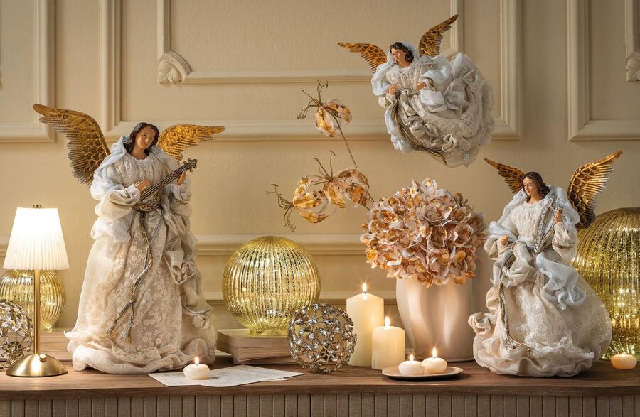 L'Oca Nera Canto Celeste — statuine angelo natalizie in resina e tessuto, 3 modelli