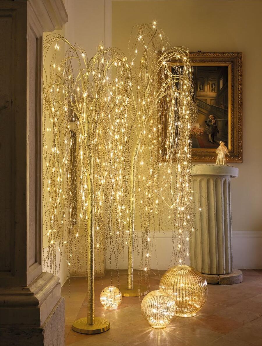 L'Oca Nera Salice d'Oro Piccolo — albero decorativo luminoso in metallo con 234 LED, 150h cm
