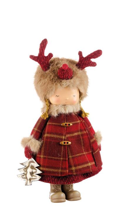 L'Oca Nera Festa nel Bosco Grande — bambine decorative natalizie in resina e pelliccia sintetica, 3 modelli