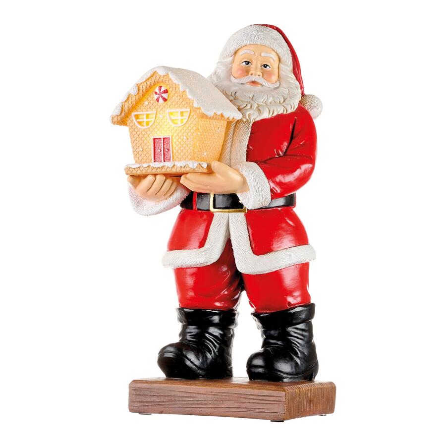 L'Oca Nera My Dear Santa — Babbo Natale decorativo con luce LED in resina, 2 modelli