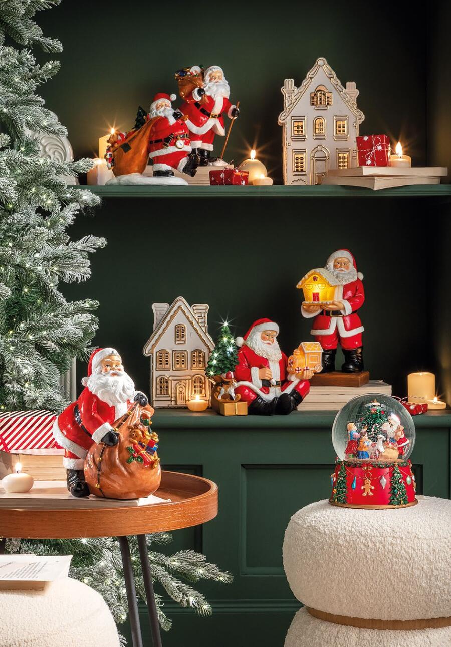 L'Oca Nera Hi Santa! — Babbo Natale con Sacco Doni, Statuina Decorativa in Resina, 3 Modelli