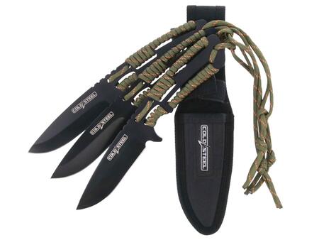 COLD STEEL Throwing Knives 9" w/ Paracord & Sheath 3pz 