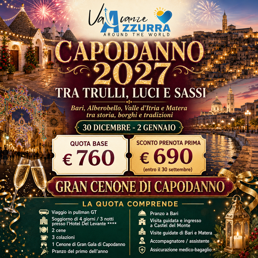 CAPODANNO 2027 TRA TRULLI, LUCI E SASSI