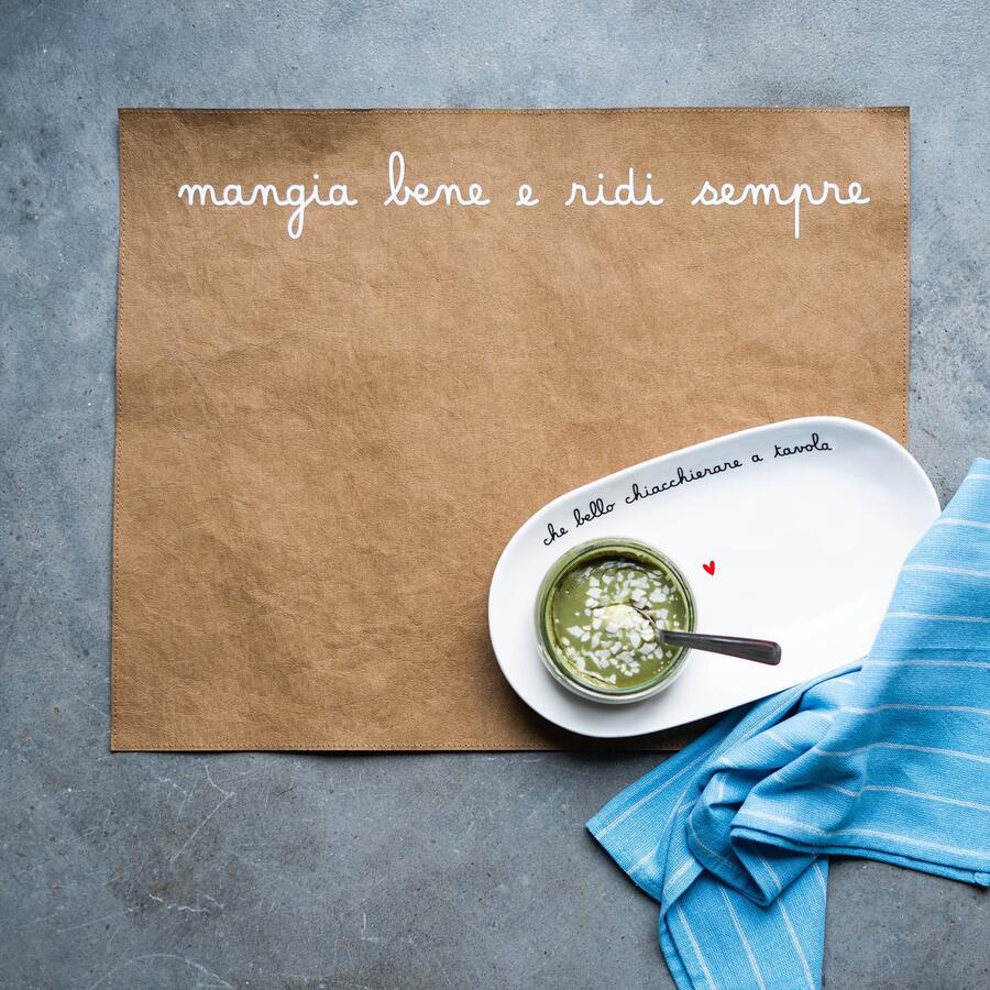 Simple Day Tovaglietta "Mangia Bene e Ridi Sempre" — Fibra di Cellulosa Eco-Sostenibile, 36x45 cm