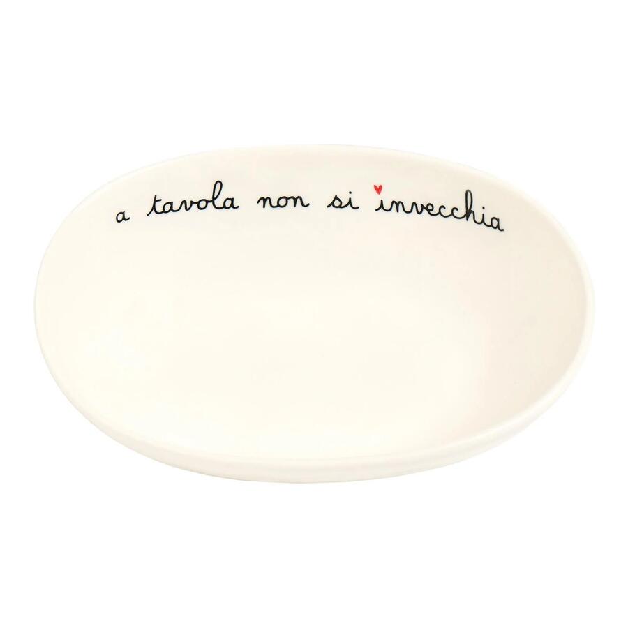 Simple Day Coppetta Ovale "A Tavola Non Si Invecchia" — Gres, 20x13,5x6 cm